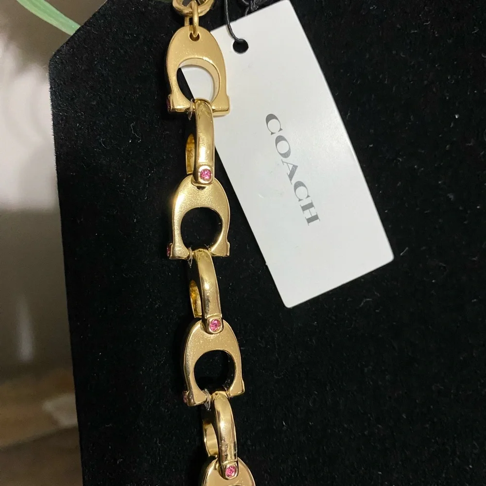 COACH New Chunky ‘C’ Necklace with Crystal Accents - NWT MSRP $255 - Picture 3 of 7